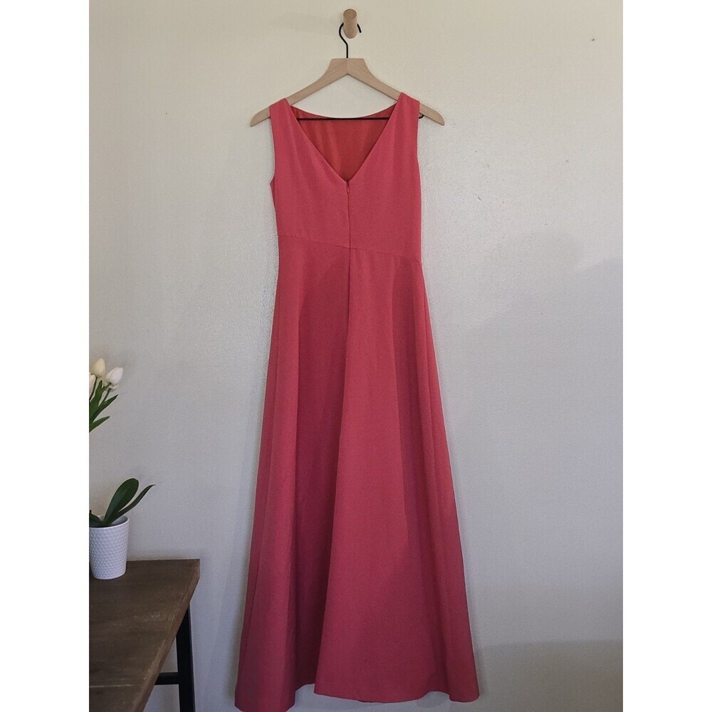 Kay Unger New York Coral Pink Maxi Formal Evening Gown Twist Waist Size 2 - Picture 9 of 15
